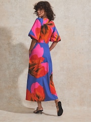 Ro&Zo Blue 100% Cotton Floral Poplin Dress - Image 4 of 4