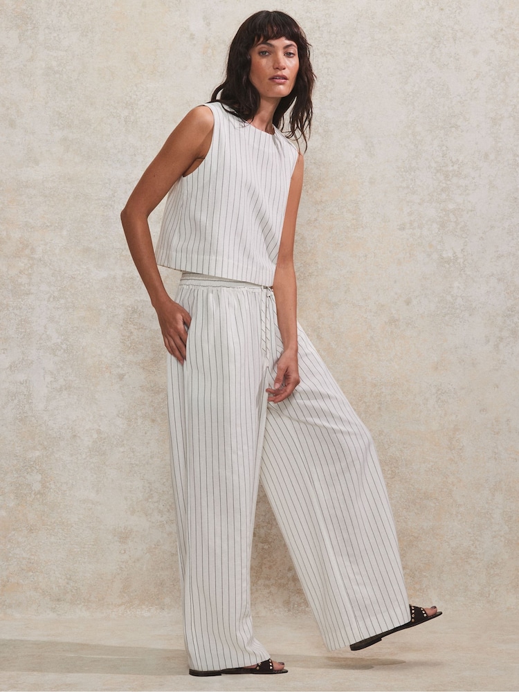 Ro&Zo White Stripe Linen Blend Shell Top - Image 2 of 4