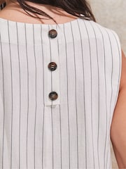 Ro&Zo White Stripe Linen Blend Shell Top - Image 3 of 4