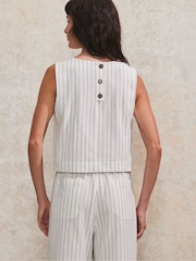 Ro&Zo White Stripe Linen Blend Shell Top - Image 4 of 4