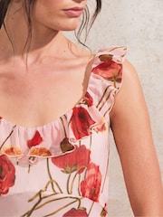 Ro&Zo Pink Poppy Printed Frill Neck Dress - Image 3 of 4
