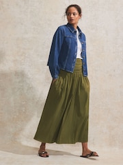Ro&Zo Green 100% Cotton Ruched Waist Maxi Skirt - Image 1 of 4