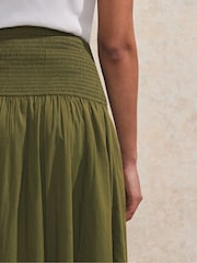 Ro&Zo Green 100% Cotton Ruched Waist Maxi Skirt - Image 4 of 4