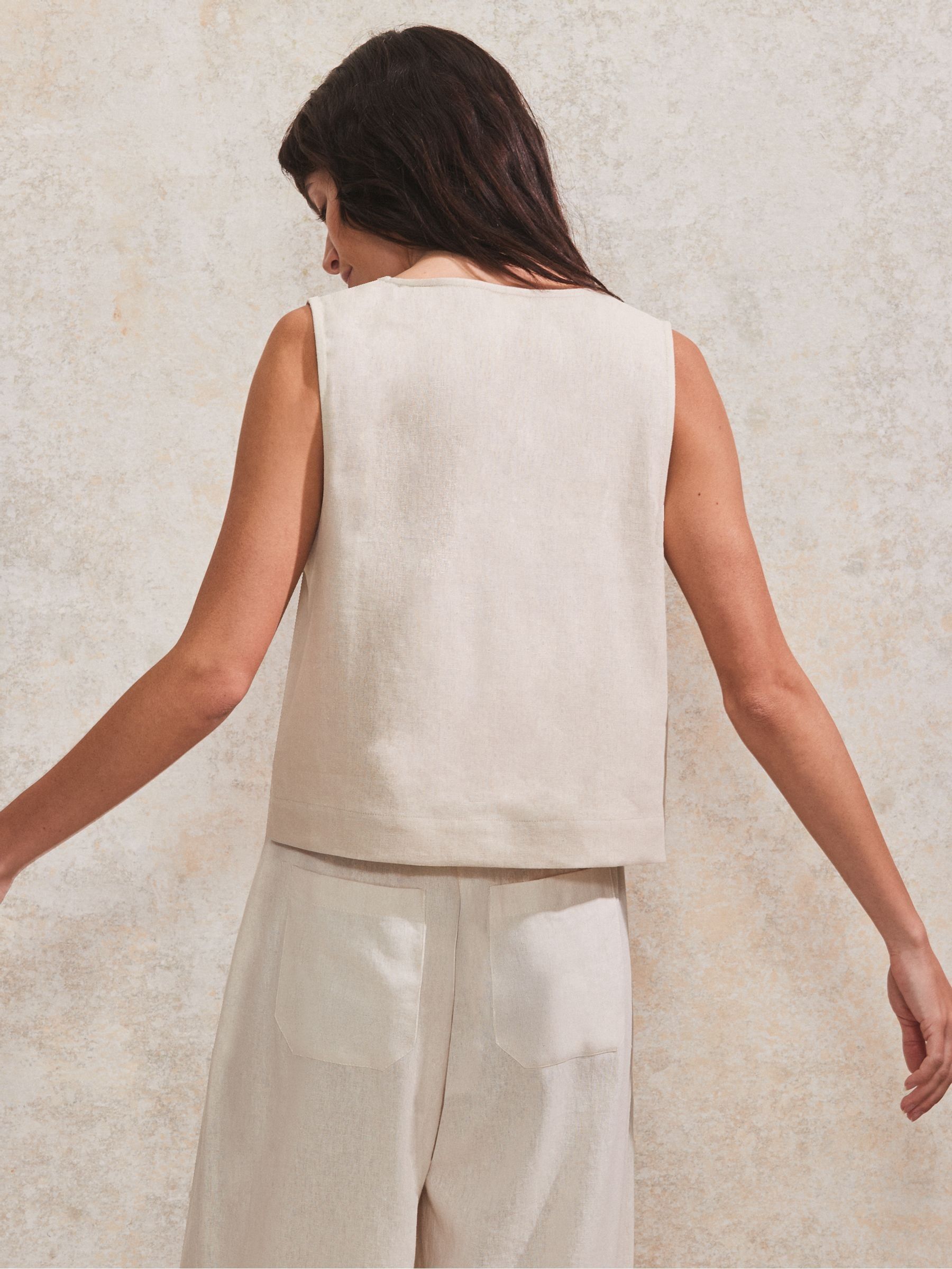Buy Ro&Zo White V-Neck Linen Shell Top from the Next UK online shop