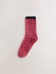 Black/Pink Floral Superhairy Cosy Socks 2 Pack - Image 7 of 10