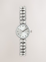 Silver Tone Round Dial Sparkle Strap Bracelet Watch - Image 1 of 3