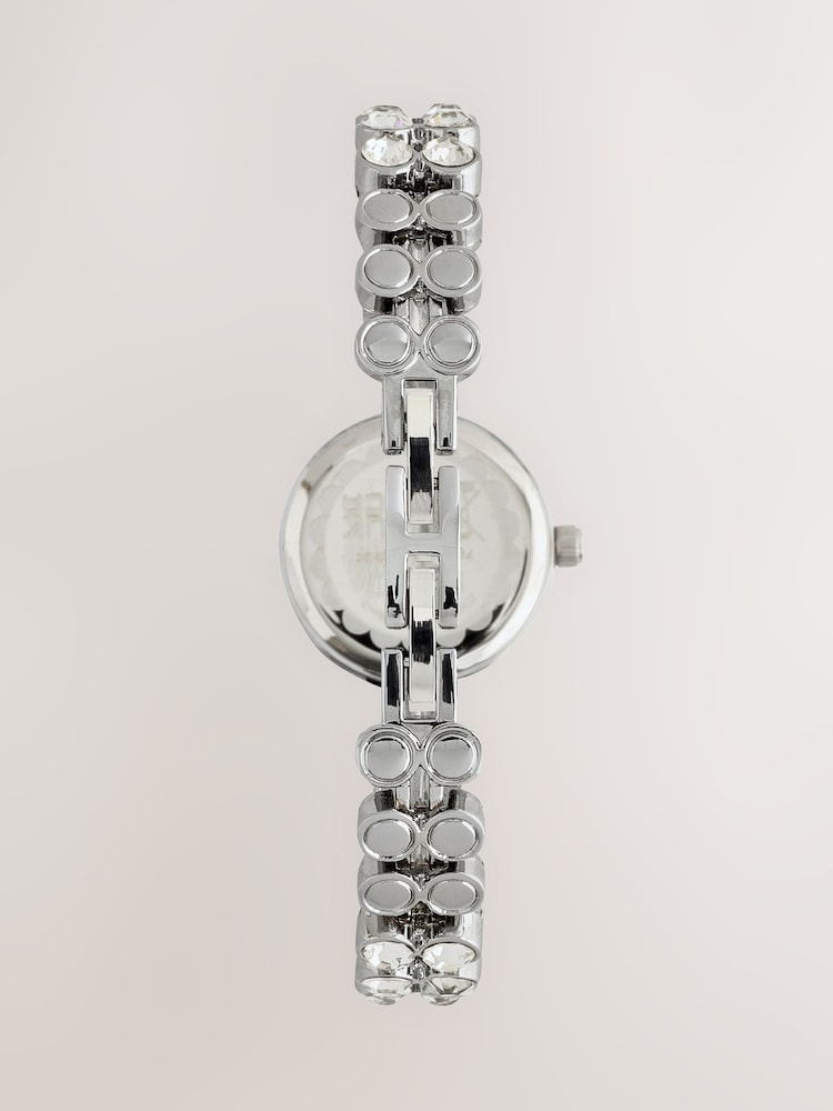 Silver Tone Round Dial Sparkle Strap Bracelet Watch - Image 2 of 3