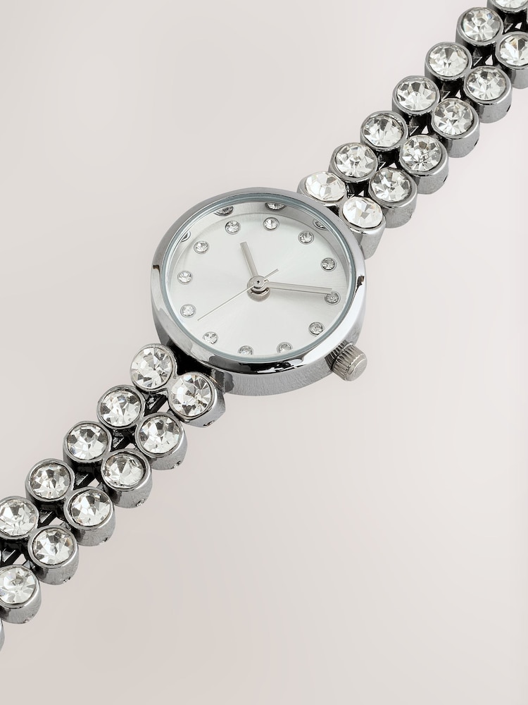 Silver Tone Round Dial Sparkle Strap Bracelet Watch - Image 3 of 3