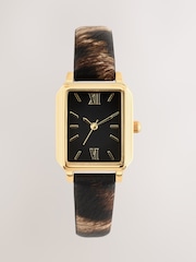 Leopard Print Strap Rectangular Dial Watch - Image 1 of 3