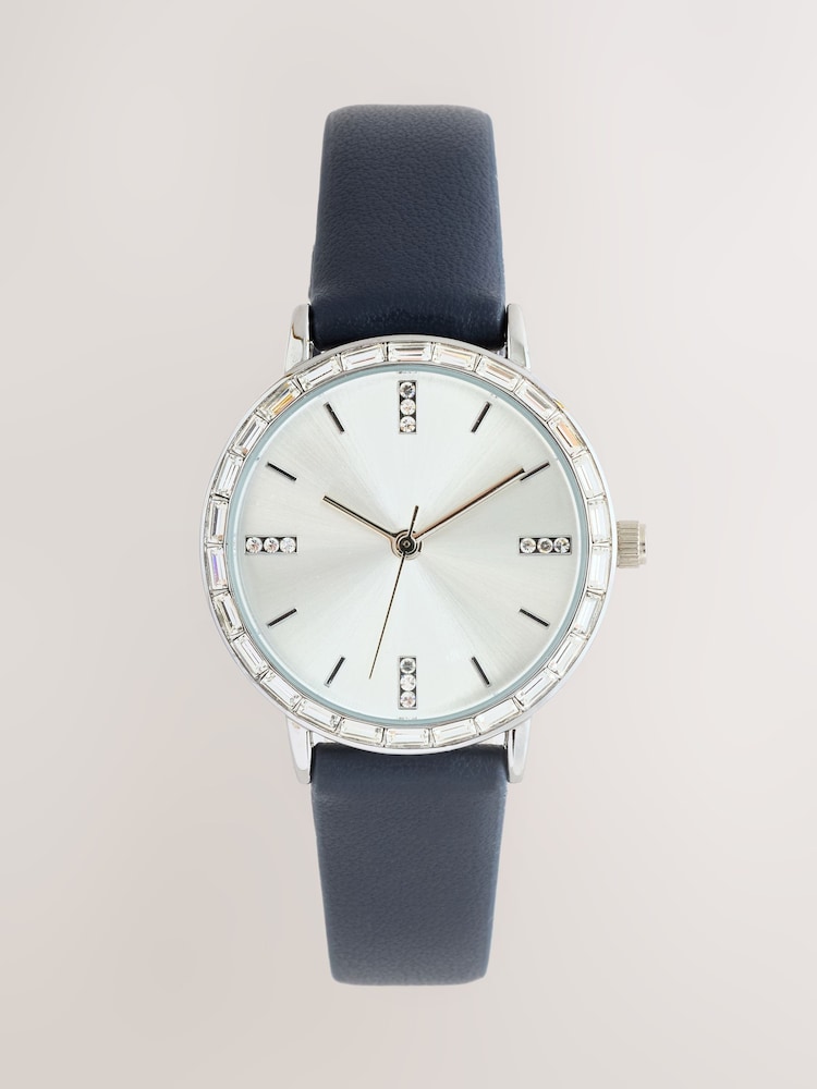 Navy Strap Baguette Stone Dial Watch - Image 1 of 3