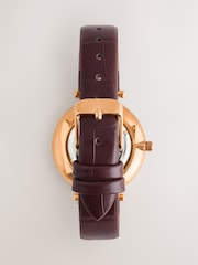 Chocolate Brown Croc Effect Strap Sparkle Dial Watch - Image 2 of 3