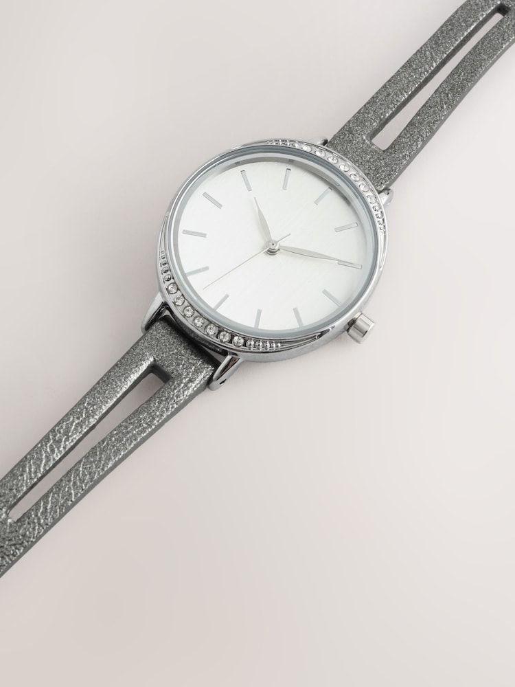 Grey Split Strap Sparkle Dial Watch - Image 3 of 3