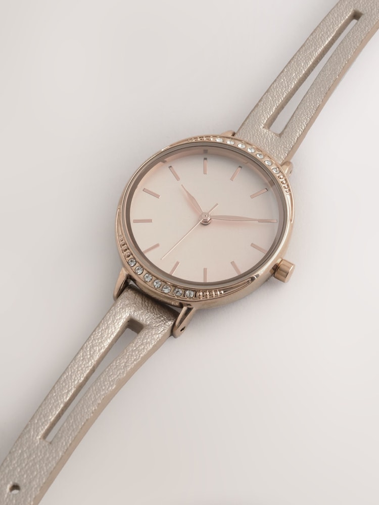 Pink Split Strap Sparkle Dial Watch - Image 5 of 5