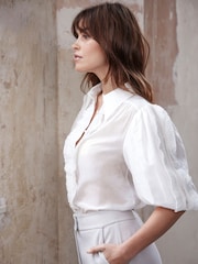Mint Velvet White Puff Sleeve Shirt - Image 5 of 6
