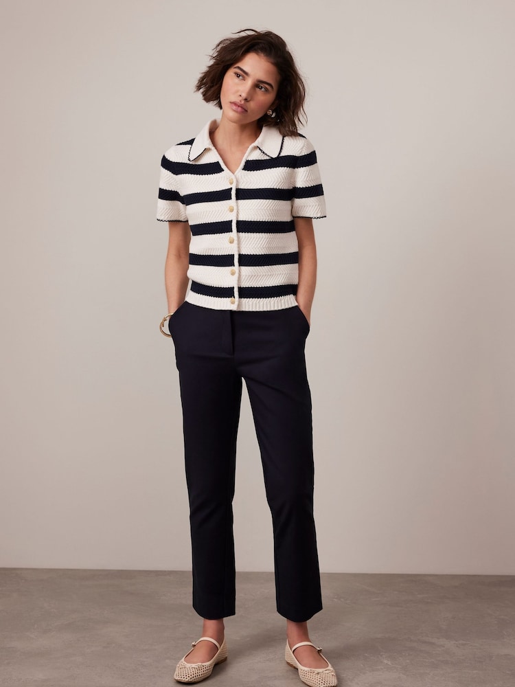 Mint Velvet Blue Cropped Tapered Trousers - Image 1 of 7