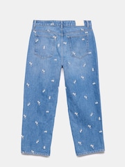 Mint Velvet Blue 100% Cotton Embroidered Floral Relaxed Jeans - Image 7 of 8