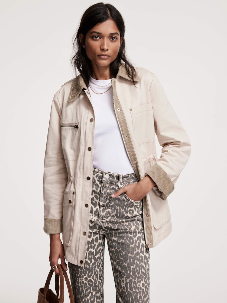 Mint Velvet Cream 100% Cotton Washed Barn Jacket - Image 1 of 8