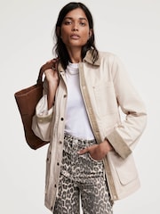 Mint Velvet Cream 100% Cotton Washed Barn Jacket - Image 3 of 8