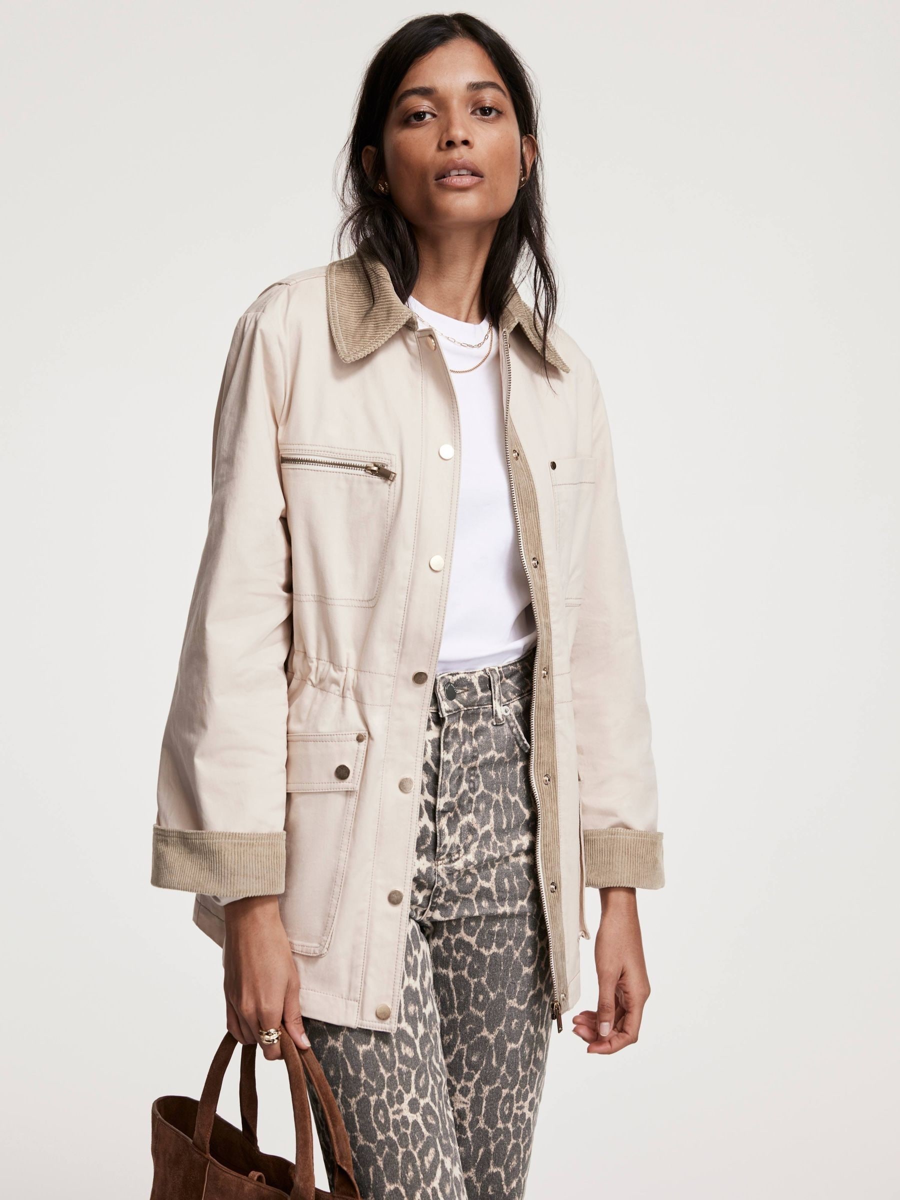 Buy Mint Velvet Cream 100% Cotton Washed Barn Jacket from
