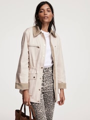 Mint Velvet Cream 100% Cotton Washed Barn Jacket - Image 4 of 8