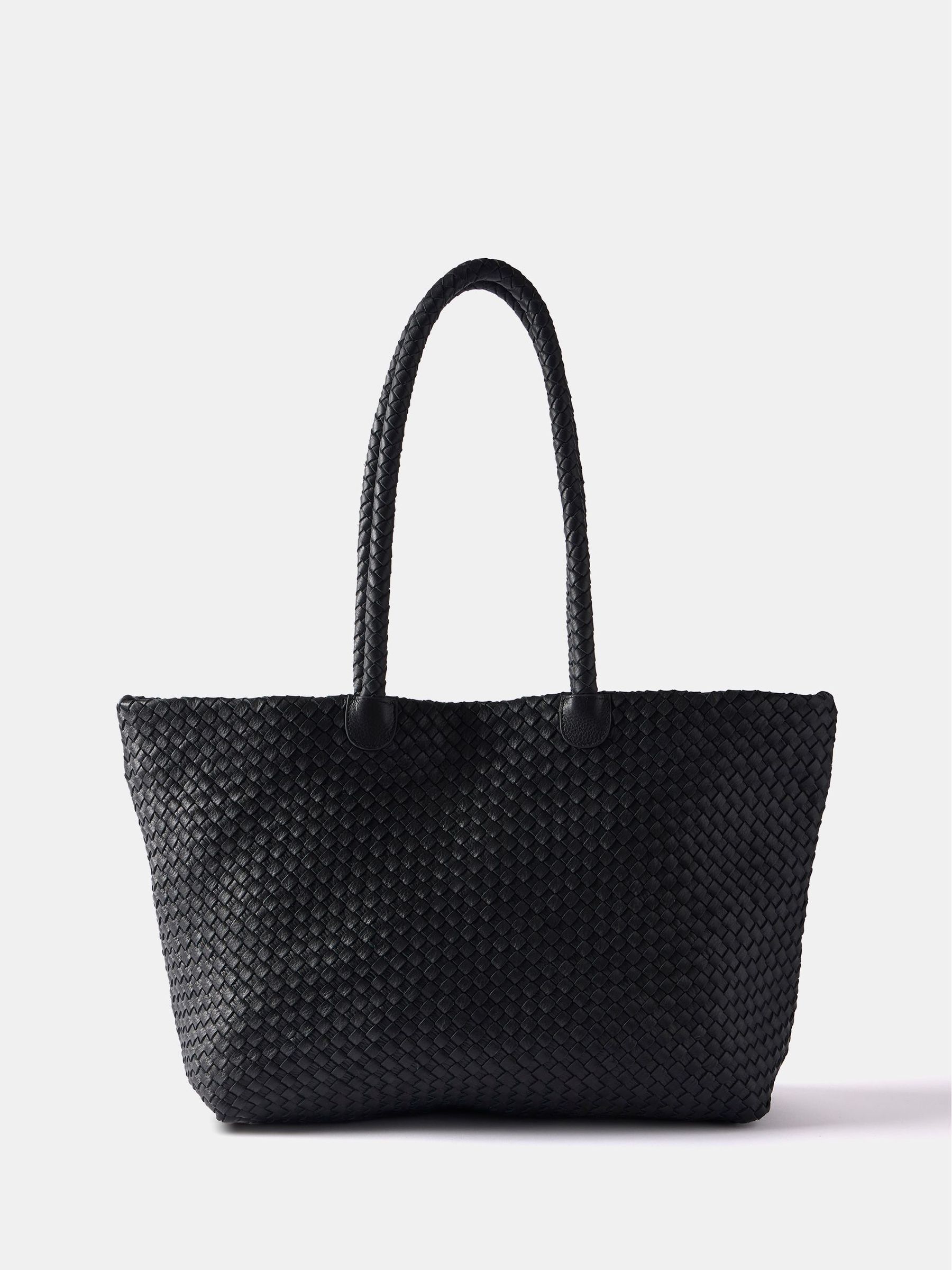 Buy Mint Velvet Black Leather Woven Tote Bag from Next USA