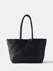 Mint Velvet Black Leather Woven Tote Bag - Image 1 of 5