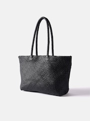 Mint Velvet Black Leather Woven Tote Bag - Image 2 of 5