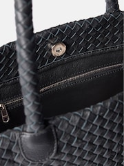Mint Velvet Black Leather Woven Tote Bag - Image 3 of 5
