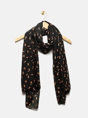 Mint Velvet Black Strawberry Print Lightweight Scarf - Image 1 of 2