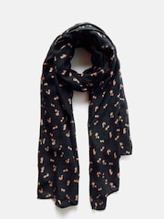 Mint Velvet Black Strawberry Print Lightweight Scarf - Image 2 of 2