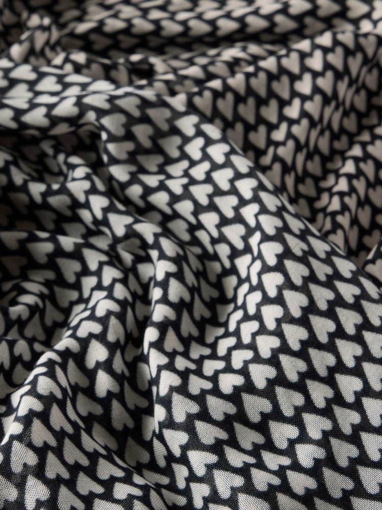 Mint Velvet Cream Black Heart Print Lightweight Scarf - Image 3 of 3