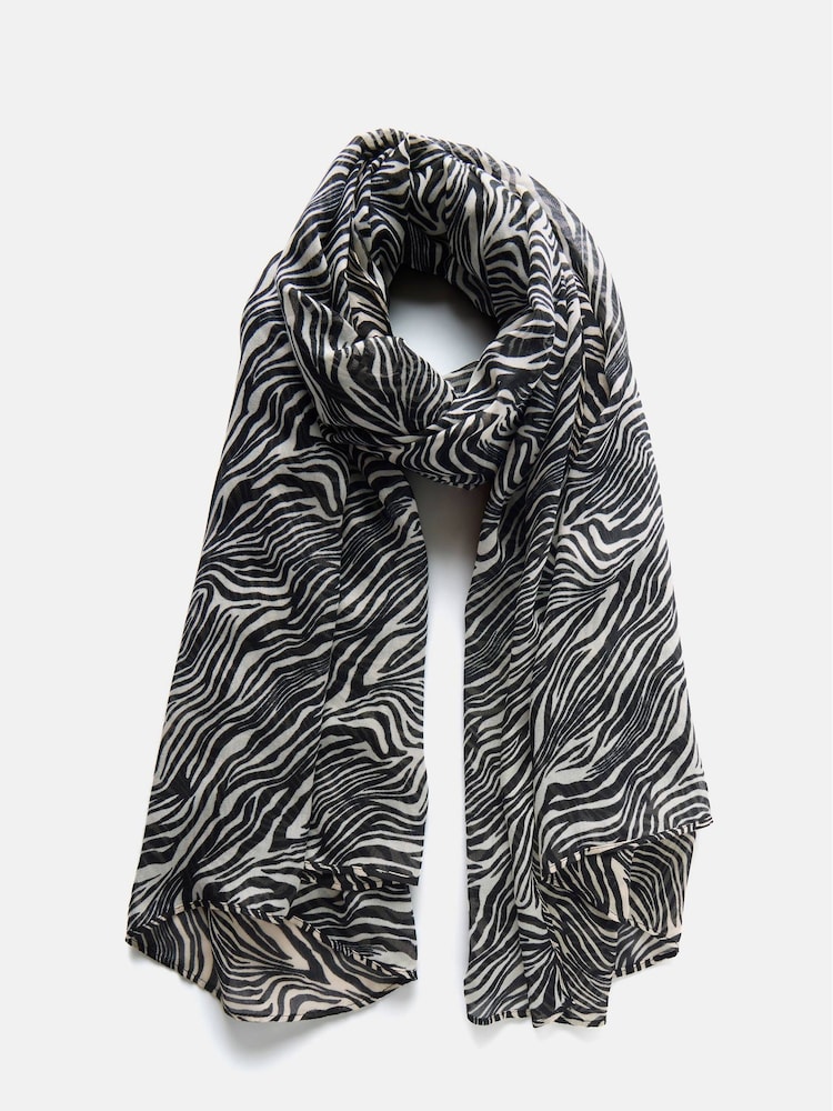 Mint Velvet Cream Zebra Print Lightweight Scarf - Image 2 of 3