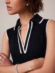 Mint Velvet Black Jersey Polo Midi Dress - Image 4 of 8