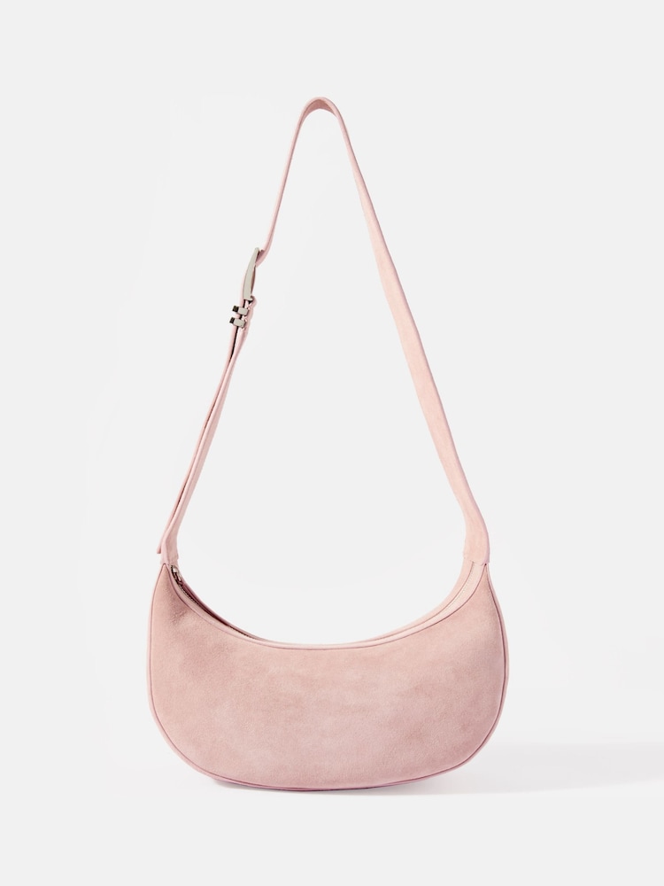 Mint Velvet Pink Pink Suede Sling Bag - Image 1 of 4