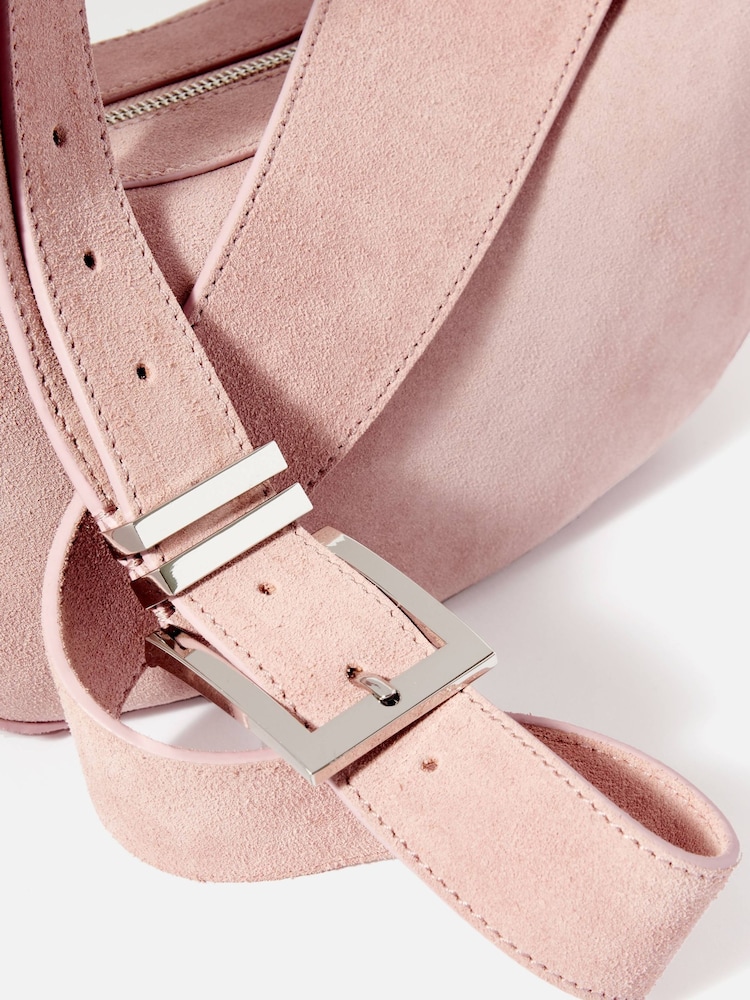 Mint Velvet Pink Pink Suede Sling Bag - Image 4 of 4