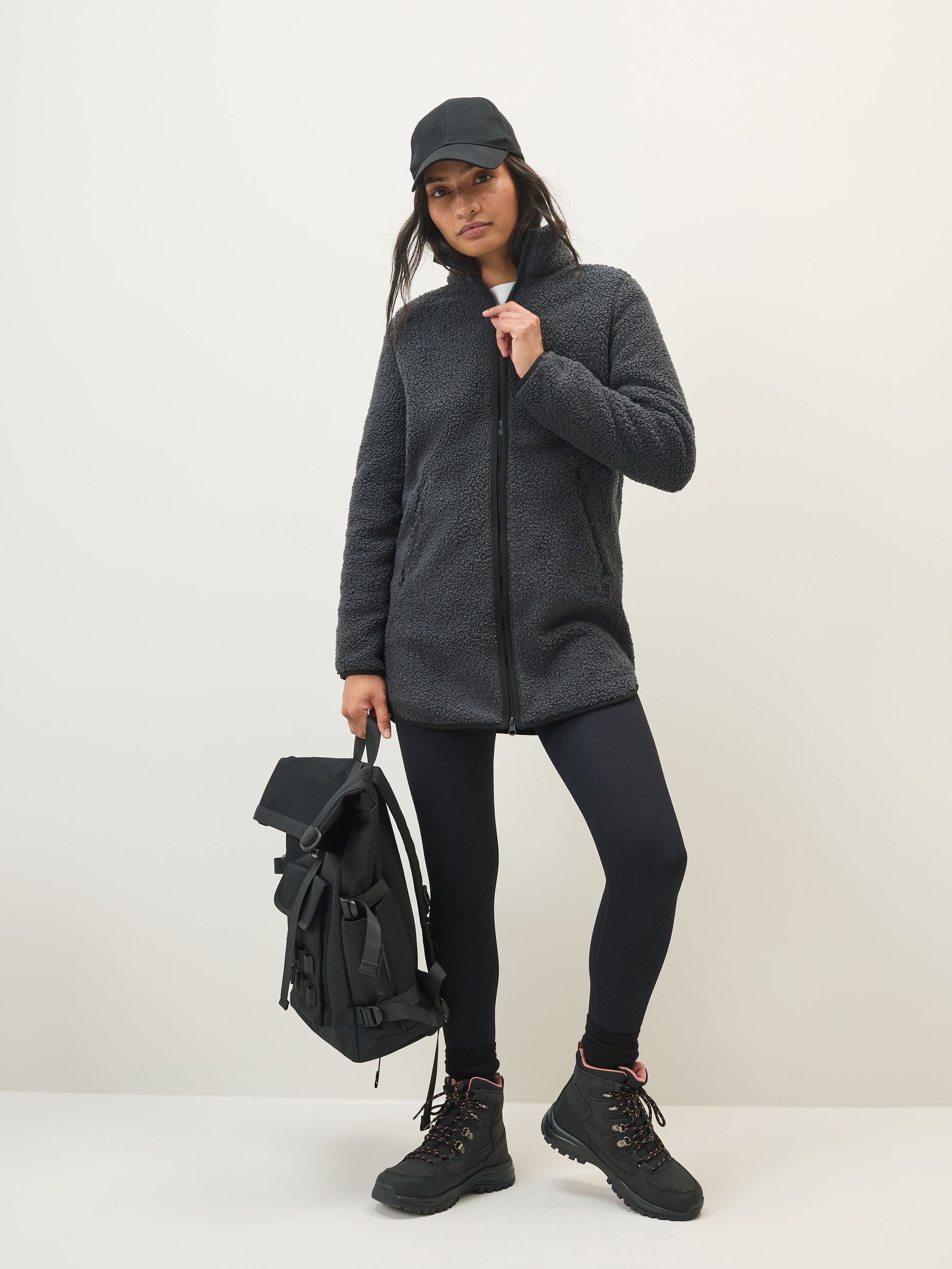 Buy Jack Wolfskin Black High Curl Longline Fleece Jacket from Next USA