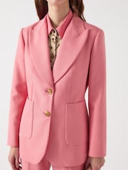 LK Bennett Pink Aimee Desert Rose Twill Double Breasted Tailored Jacket - Image 3 of 5