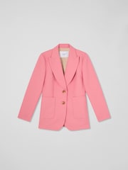 LK Bennett Pink Aimee Desert Rose Twill Double Breasted Tailored Jacket - Image 4 of 5