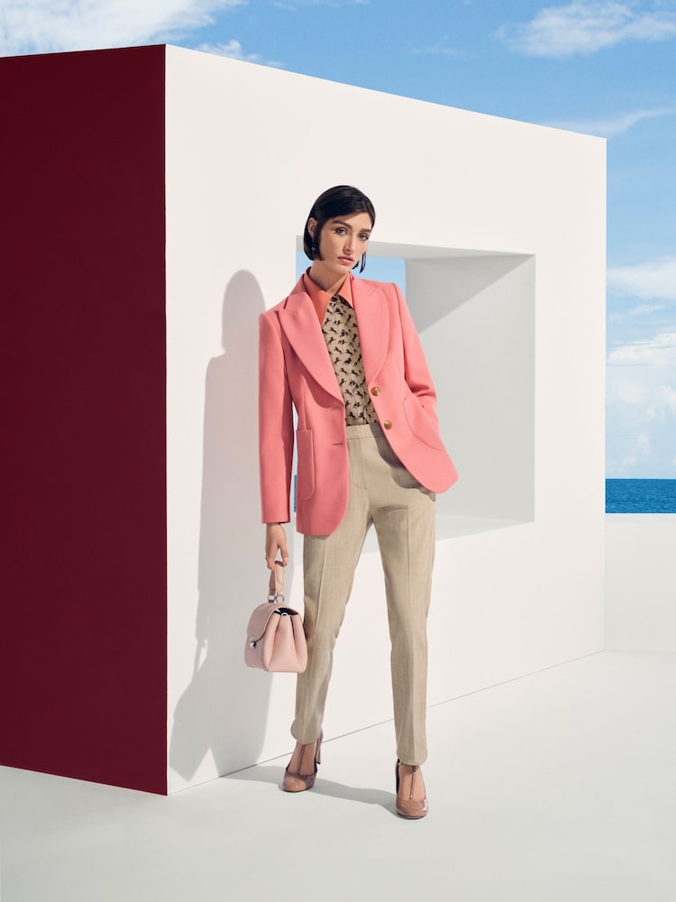 LK Bennett Pink Aimee Desert Rose Twill Double Breasted Tailored Jacket - Image 5 of 5