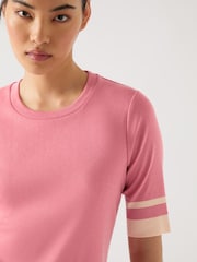 Топ из джерси LK Bennett Micha Desert Rose & Ivory из хлопковой смеси Ribstart с отделкой цвета слоновой кости - Изображение 3 из 3