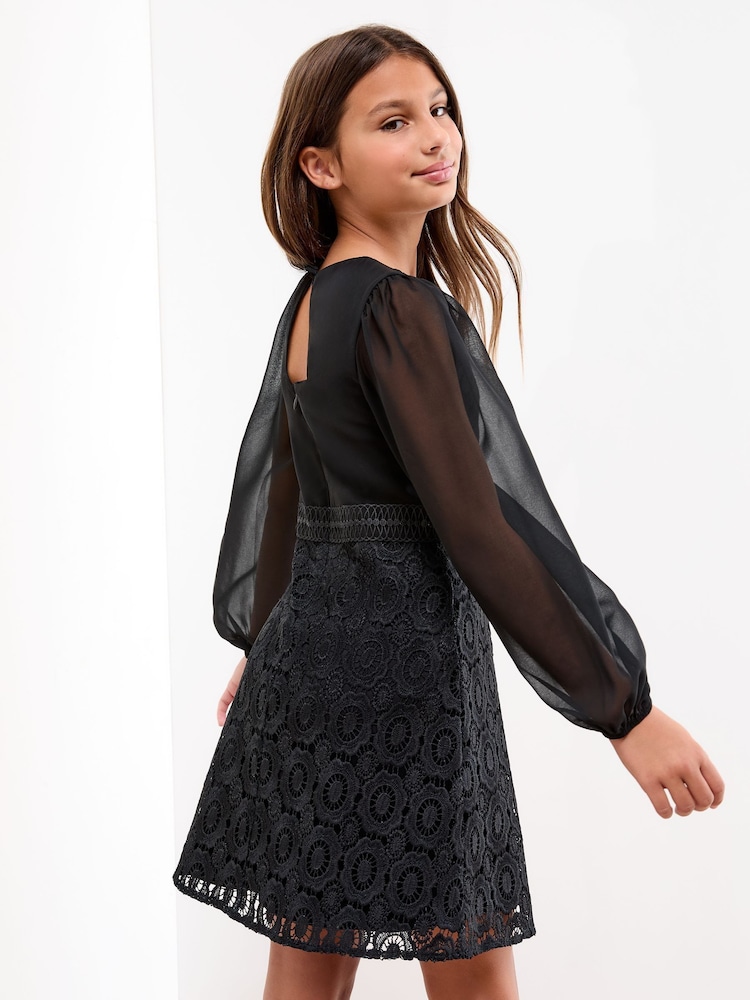 Lipsy Black Lace Occasion Dress (5-16yrs) - Image 4 of 4 Lipsy Black Lace Occasion Dress (5-16yrs) - Image 4 of 4