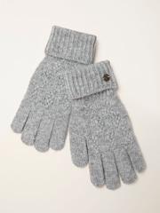 FatFace Grey Leaf Knit Gloves - Image 1 of 2