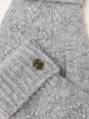 FatFace Grey Leaf Knit Gloves - Image 2 of 2
