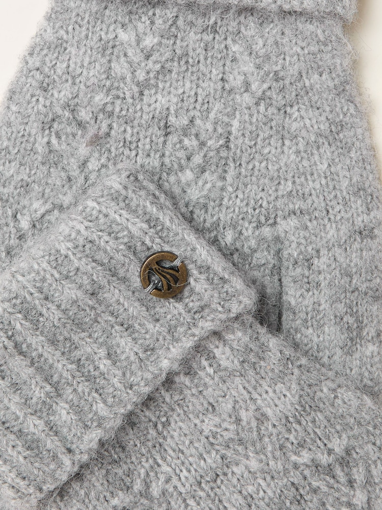 FatFace Grey Leaf Knit Gloves - Image 2 of 2
