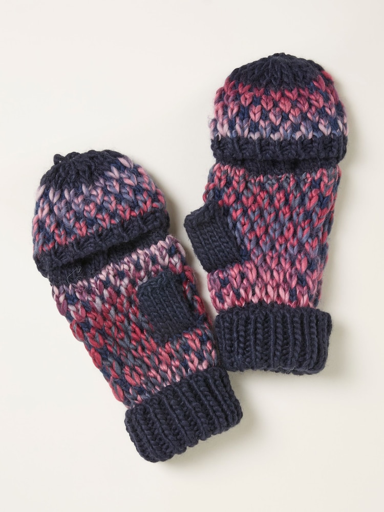 FatFace Navy Space Dye Overflap Gloves - Image 2 of 2 FatFace Navy Space Dye Overflap Gloves - Image 2 of 2