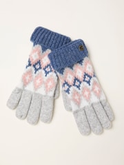 FatFace Frankie Grey Fairisle Gloves - Image 1 of 2