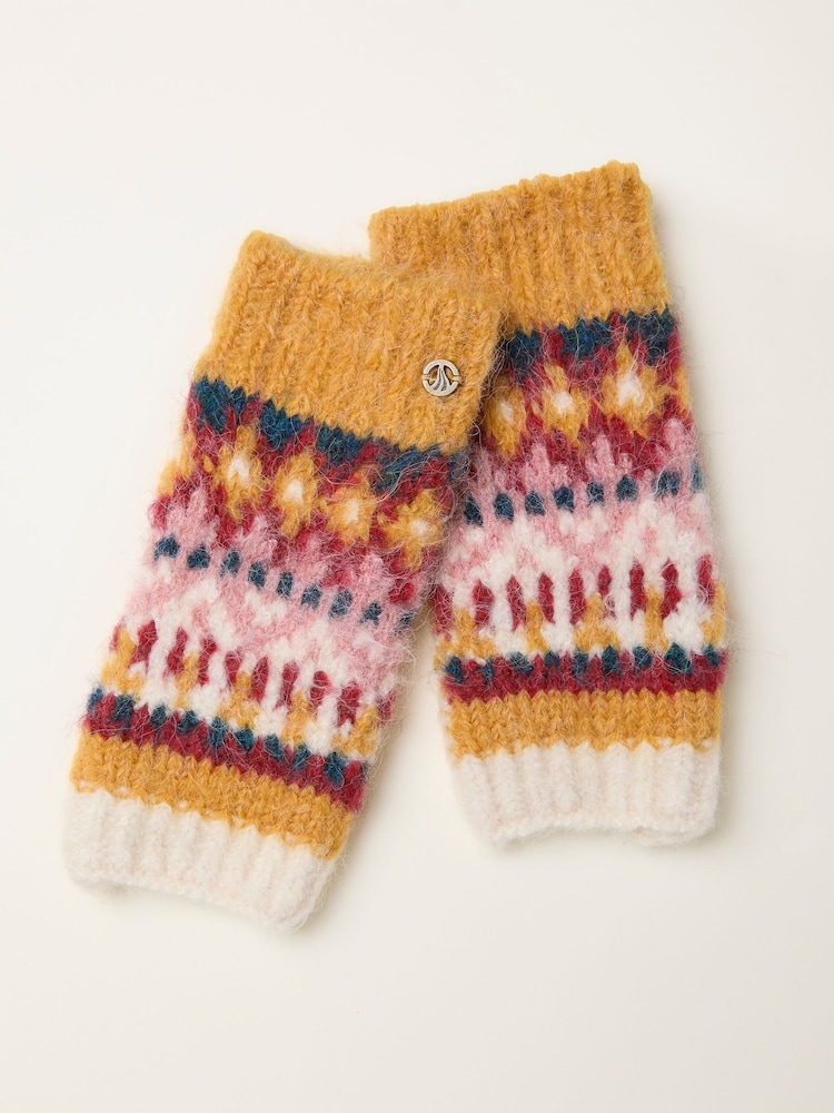 FatFace Luna Mustard Yellow Fairisle Cuff - Image 1 of 2