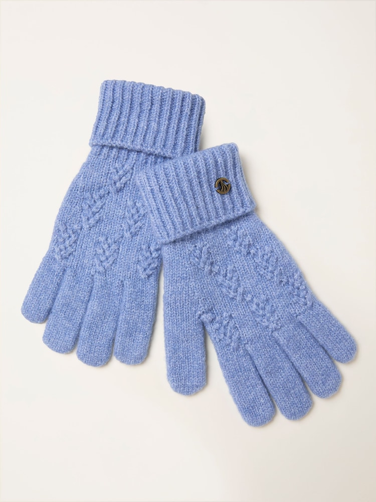 FatFace Blue Leaf Knit Gloves - Image 1 of 2