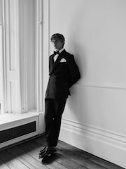 Black Signature Nova Fides Wool Double Breasted Tuxedo Suit Jacket - Image 3 of 9