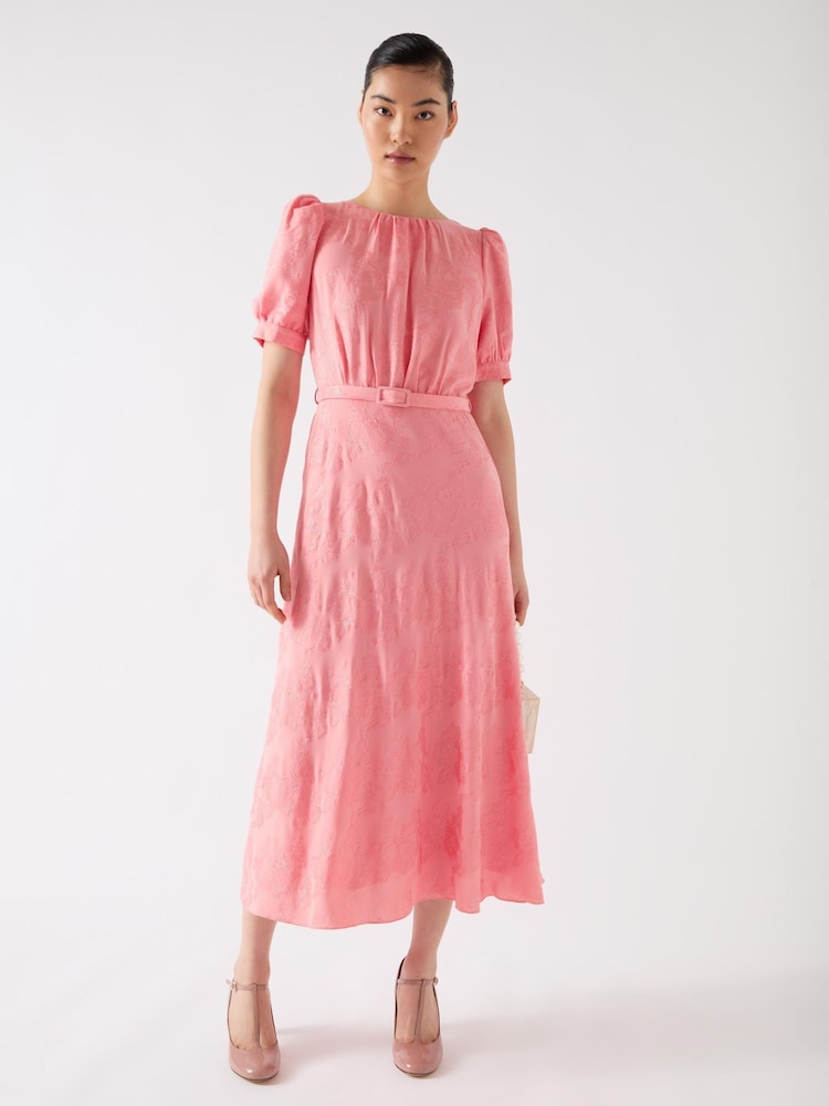 LK Bennett Pearl Desert Rose Viscose Blend Metallic Rose Puff Sleeve Dress - Bild 3 von 3 LK Bennett Pearl Desert Rose Viscose Blend Metallic Rose Puff Sleeve Dress - Bild 3 von 3
